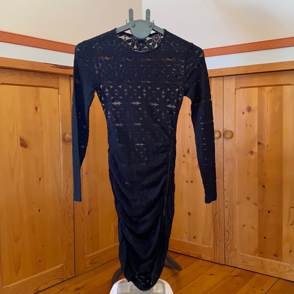 Black lace long sleeve BCBG dress